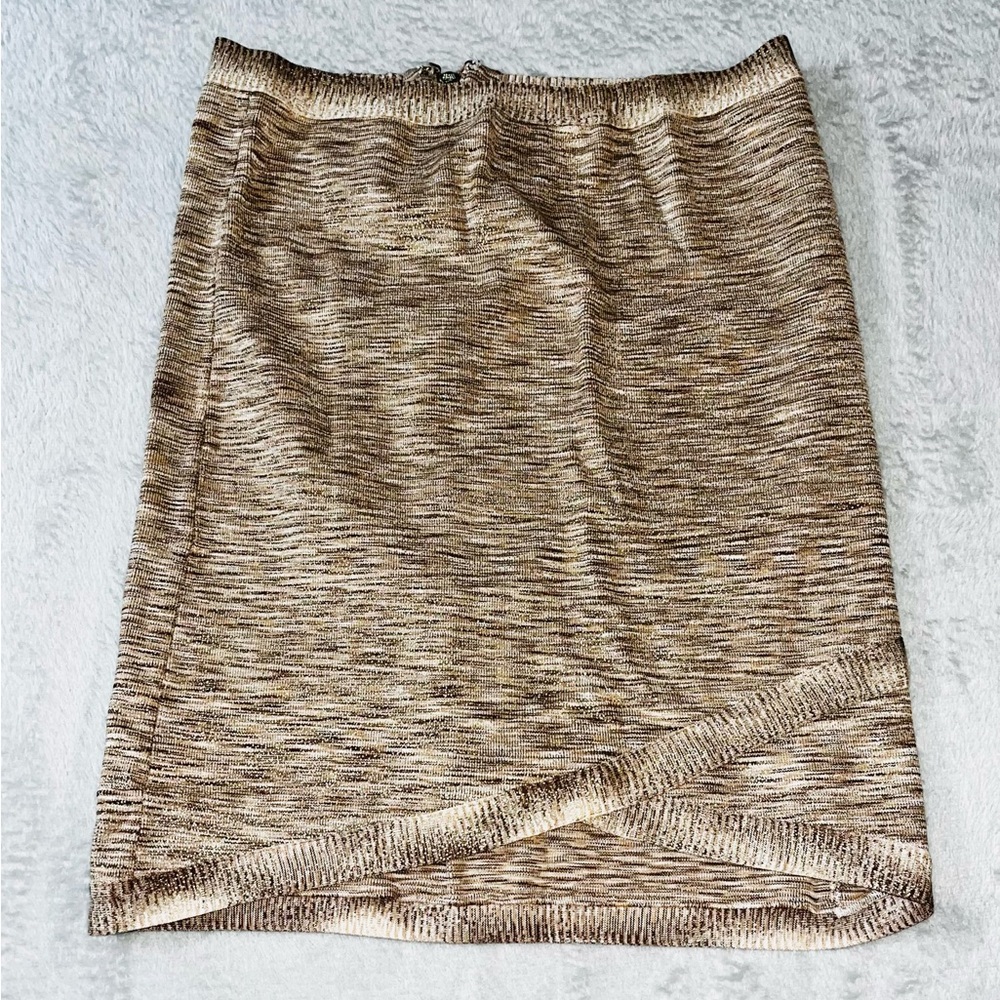 Women’s Large BEBE Skirt Golden Brown Knee Length EUC